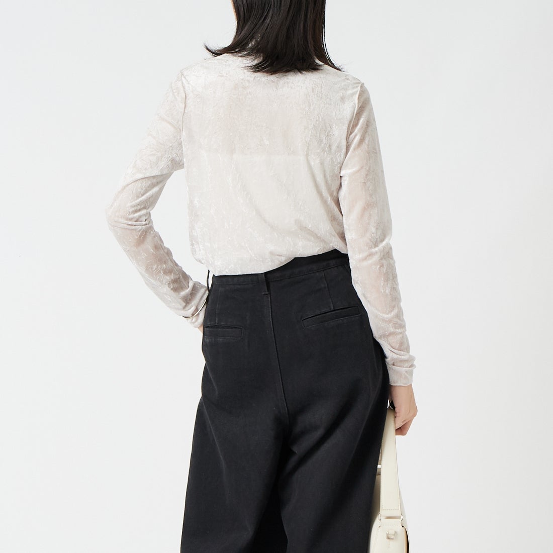 CLOCHE [クロシェ] クラッシュベロア タートルネックインナー [65085020] ｵﾌ &&モデル身長：162cm 着用サイズ：2&&