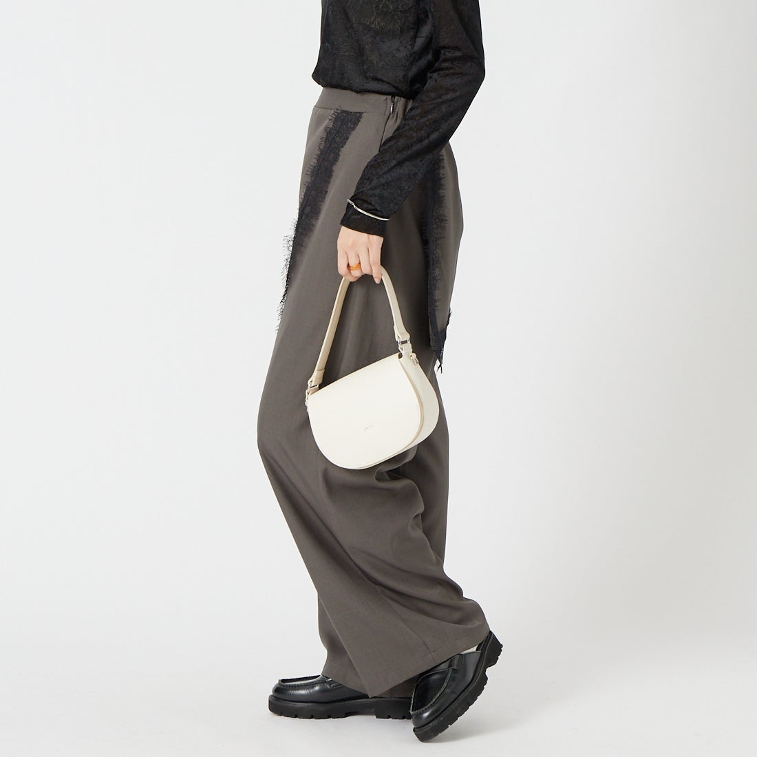 &g'aime [アンジェム] レースレイヤードパンツ [293-69601] ﾌﾞﾗｳﾝ &&モデル身長：162cm 着用サイズ：F&&