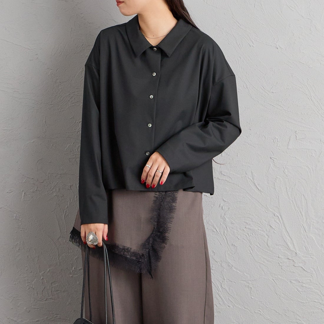 99 BLACK&&モデル身長：156cm 着用サイズ：F&&