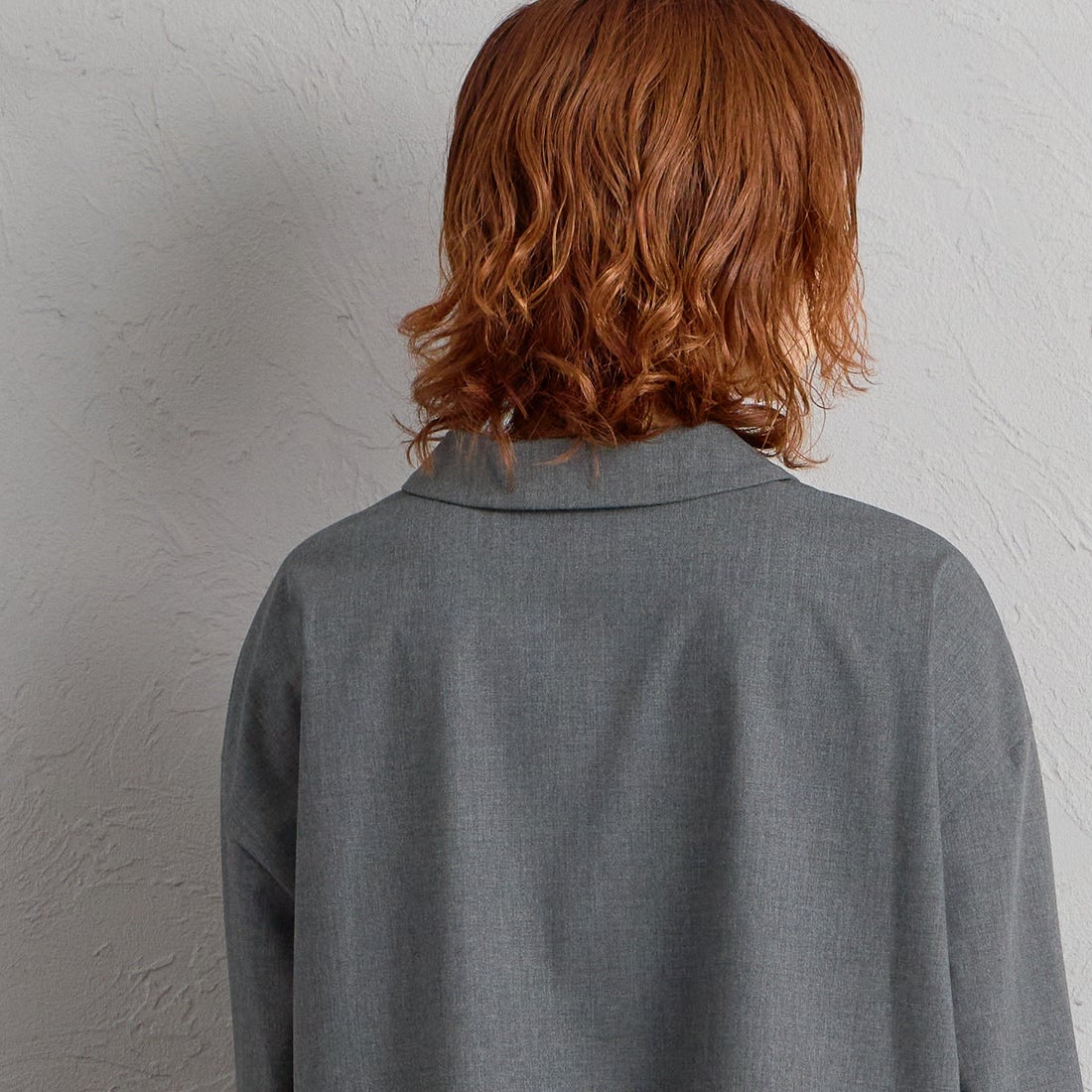 mizuiro ind [ミズイロインド] T/Rワイドシャツ [3-230129] 92 C.GRAY &&モデル身長：158cm 着用サイズ：F&&