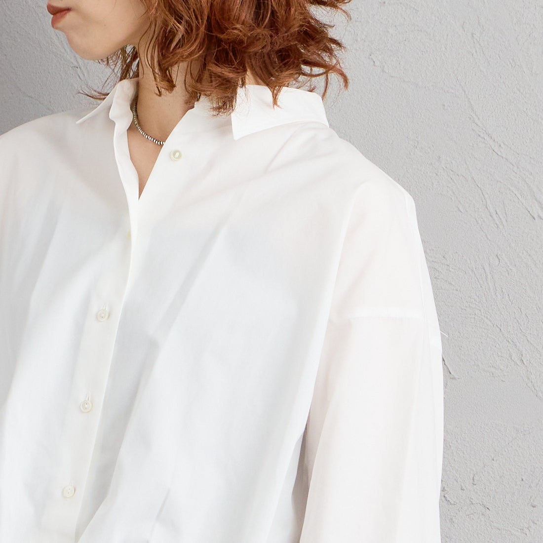 mizuiro ind [ミズイロインド] ロングスリーブバルーンシャツ [3-230132] 11 OFF WHI &&モデル身長：158cm 着用サイズ：F&&