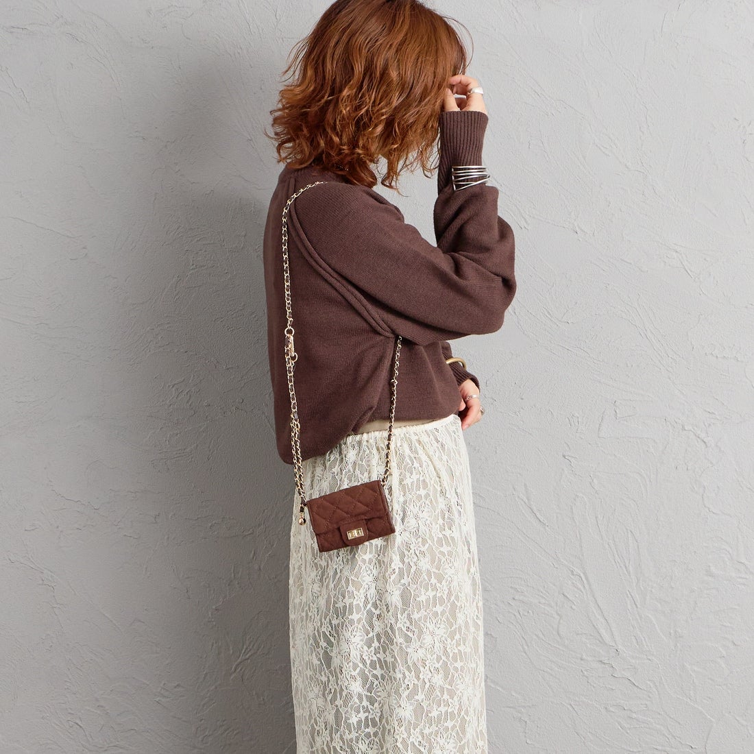 VELETTO [ヴェレット] フェイクスエードキルティングミニバッグ [SE-25040-SU] DK.BROWN