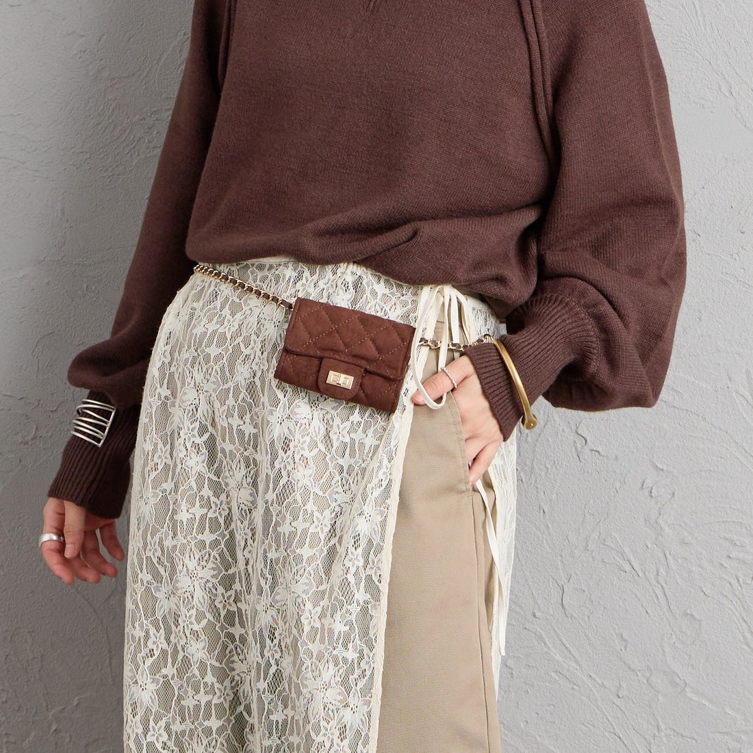 VELETTO [ヴェレット] フェイクスエードキルティングミニバッグ [SE-25040-SU] DK.BROWN