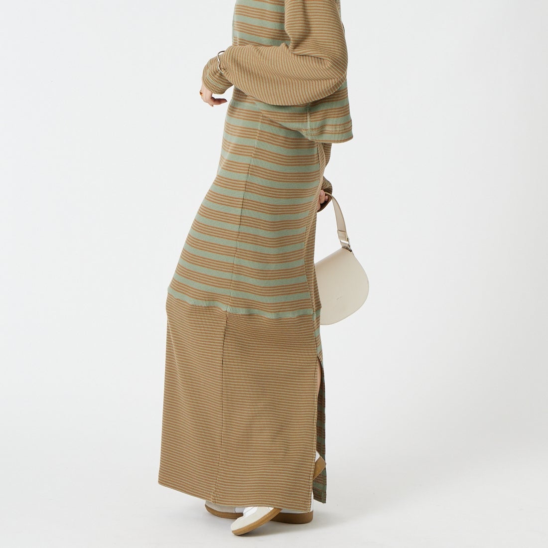 Robert P.Miller [ロバートピーミラー] ワッフルスカート [RM264-2299] OLV/BEG &&モデル身長：162cm 着用サイズ：F&&