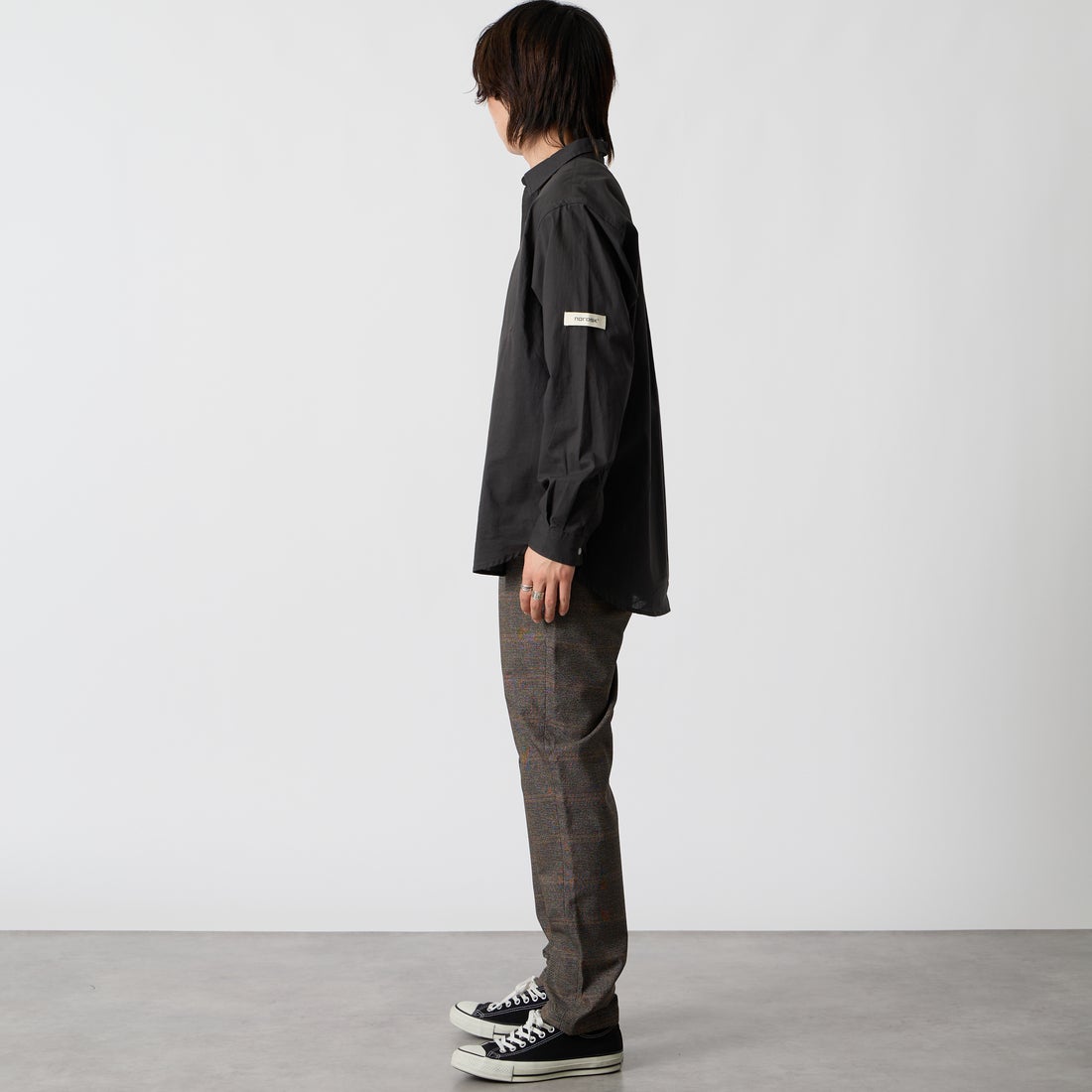 Jeans Factory Clothes [ジーンズファクトリークローズ] ソフトサーモストレッチ1Pイージートラウザー [JFC-263-052] ｸﾞﾚﾝﾁｪｯｸ &&モデル身長：177cm 着用サイズ：M&&