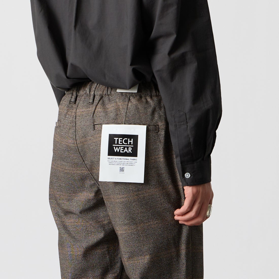 Jeans Factory Clothes [ジーンズファクトリークローズ] ソフトサーモストレッチ1Pイージートラウザー [JFC-263-052] ｸﾞﾚﾝﾁｪｯｸ &&モデル身長：177cm 着用サイズ：M&&