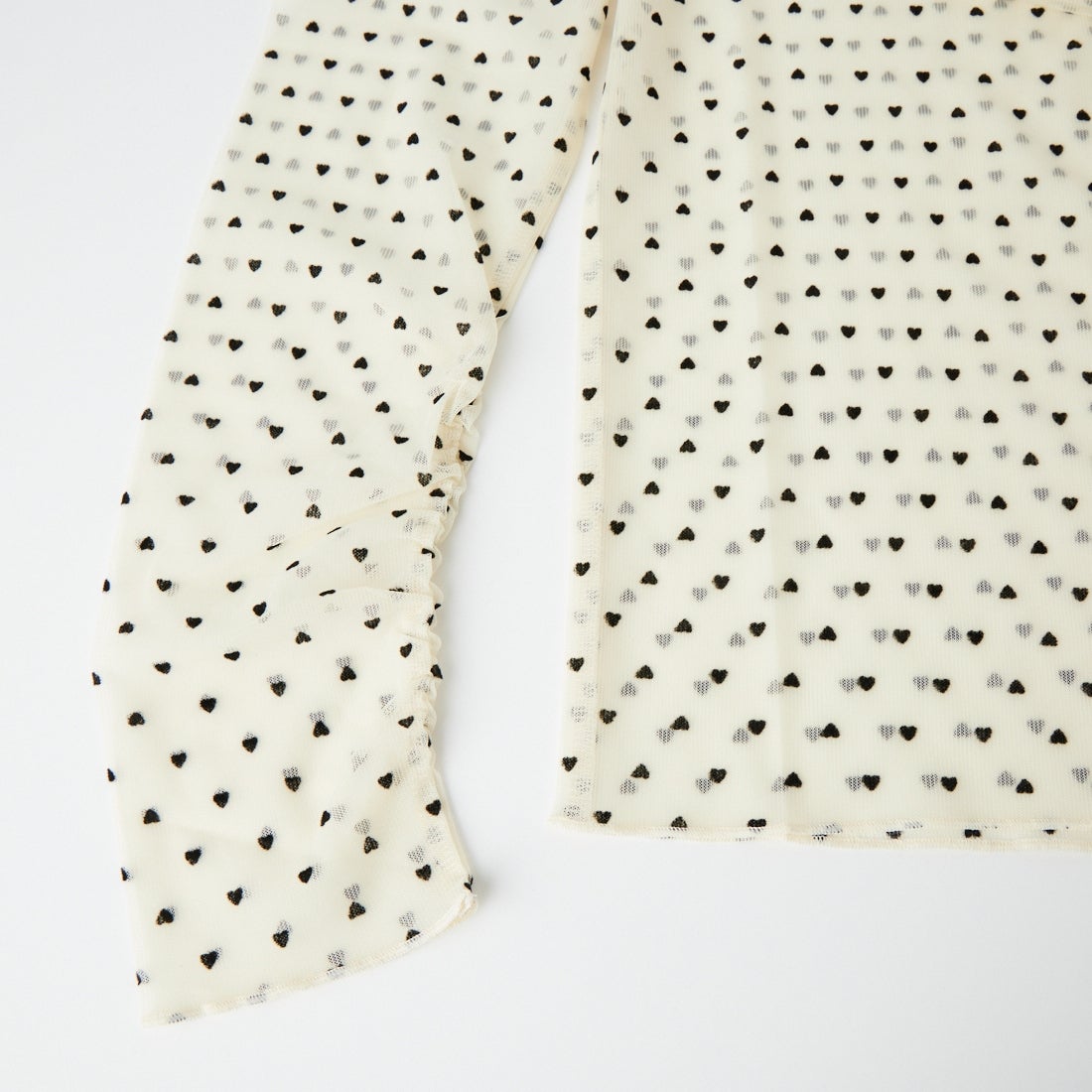 Jeans Factory Clothes [ジーンズファクトリークローズ] フロッキーハートチュールトップス [04339-AD] OFF WHITE
