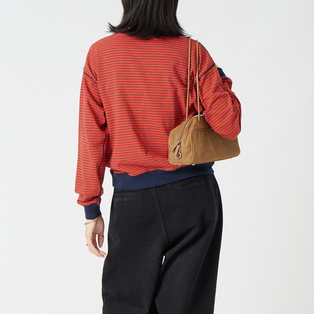 DANTON [ダントン] ストライプ スウェットTシャツ [DT-C0203TCB] RD/NV/YE M &&モデル身長：162cm 着用サイズ：S&&