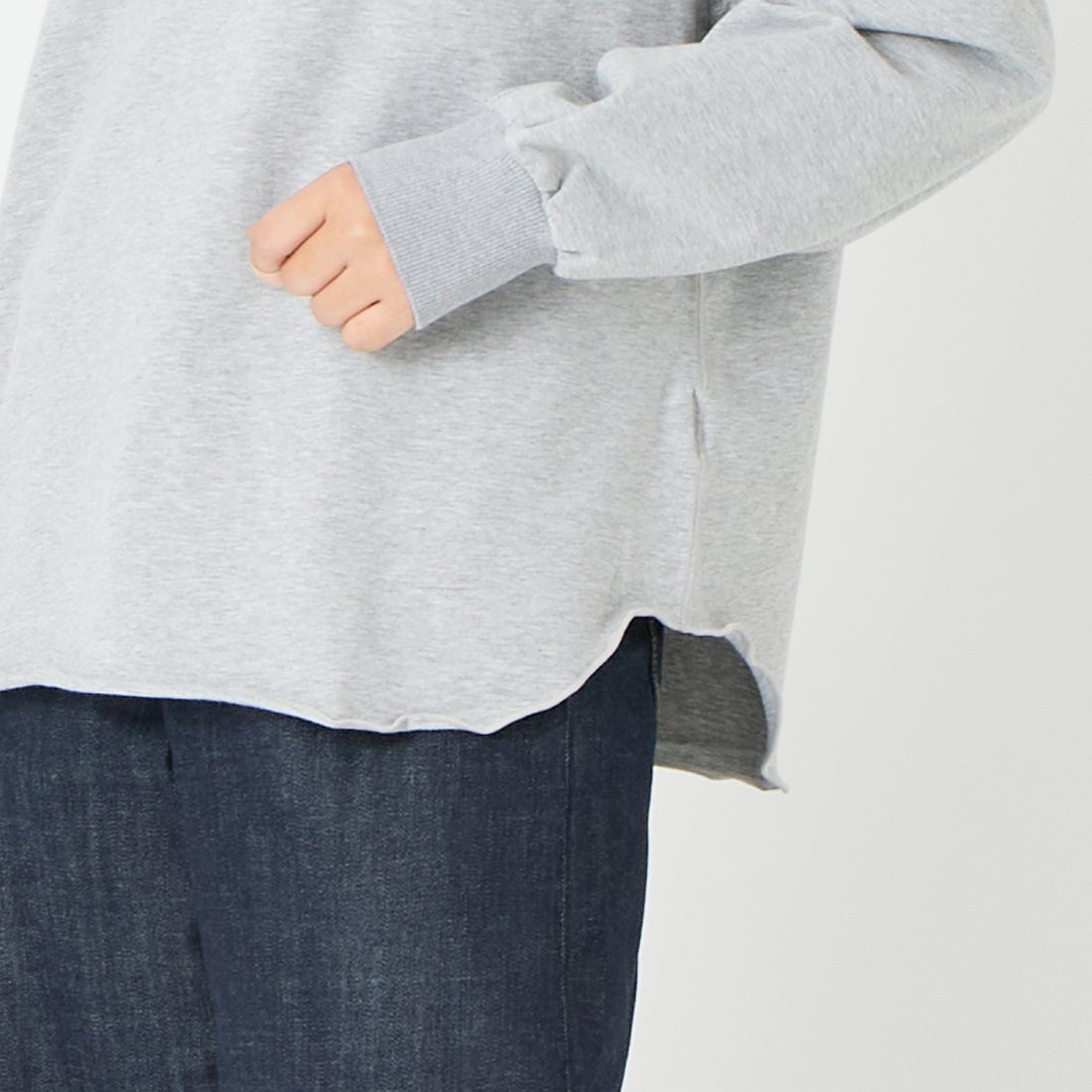 Jf Ready Made [ジェイエフレディメイド] ガゼットミニ裏毛スウェット [3205106] 821 ﾓｸｸﾞﾚｰ &&モデル身長：162cm 着用サイズ：F&&