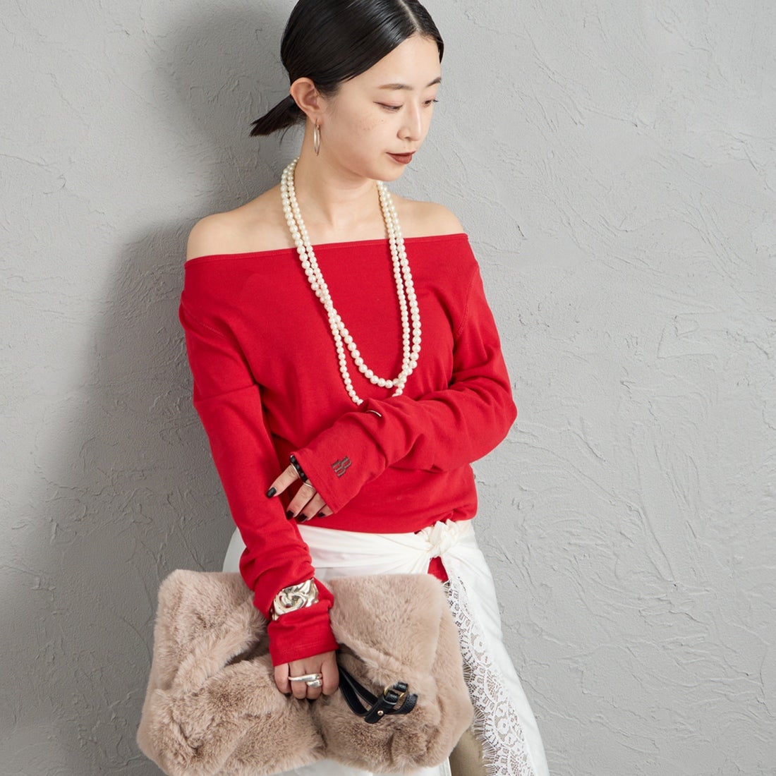46 RED&&モデル身長：150cm 着用サイズ：F&&