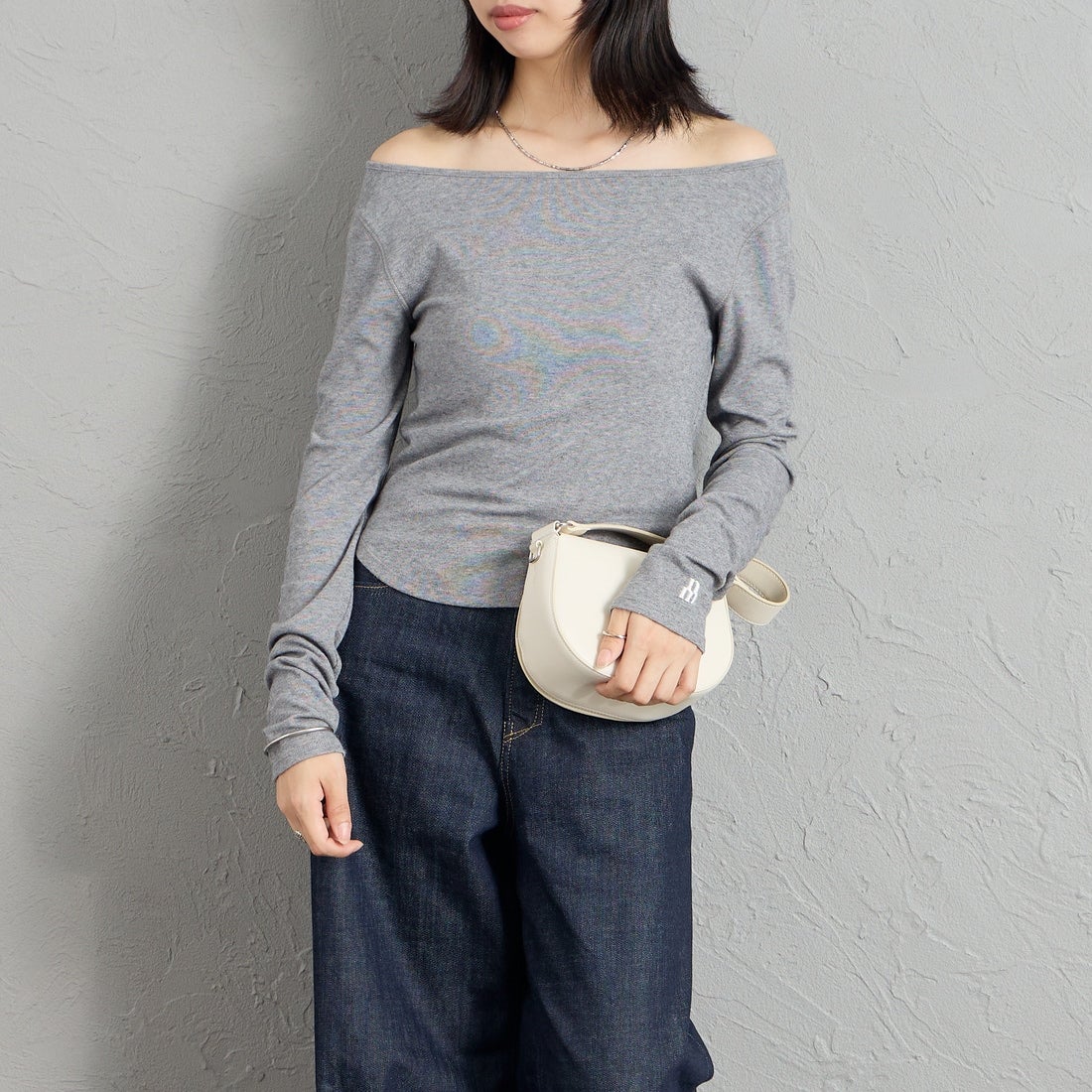 nenom [ネノム] 2WAY ボートネック オフショルカットソー [NE26332010] 06 TOP GRY &&モデル身長：162cm 着用サイズ：F&&