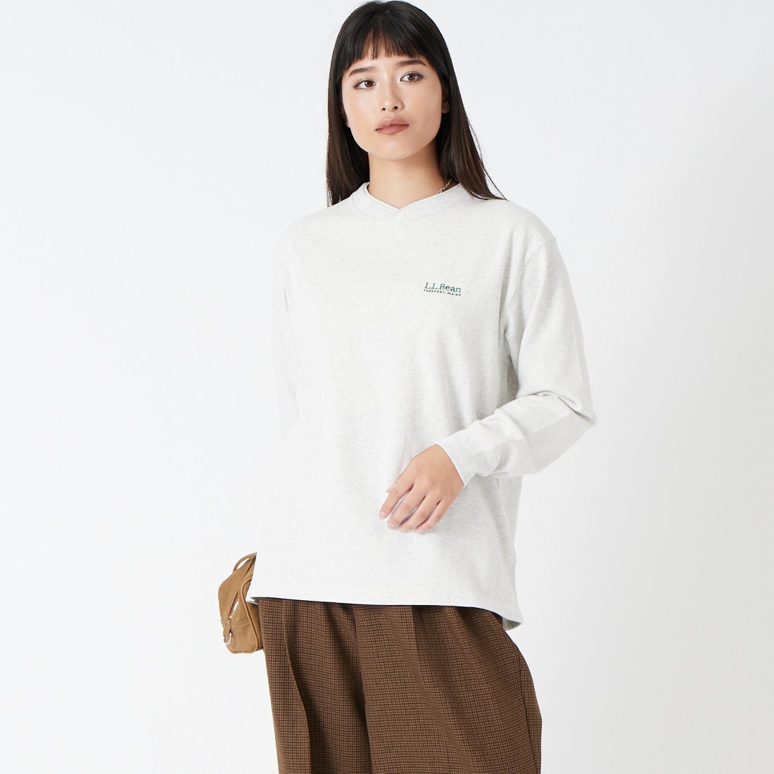 L.L.BEAN [エルエルビーン] Union ロングスリーブTシャツ [6475-5136] 19 BIRCH &&モデル身長：162cm 着用サイズ：M&&