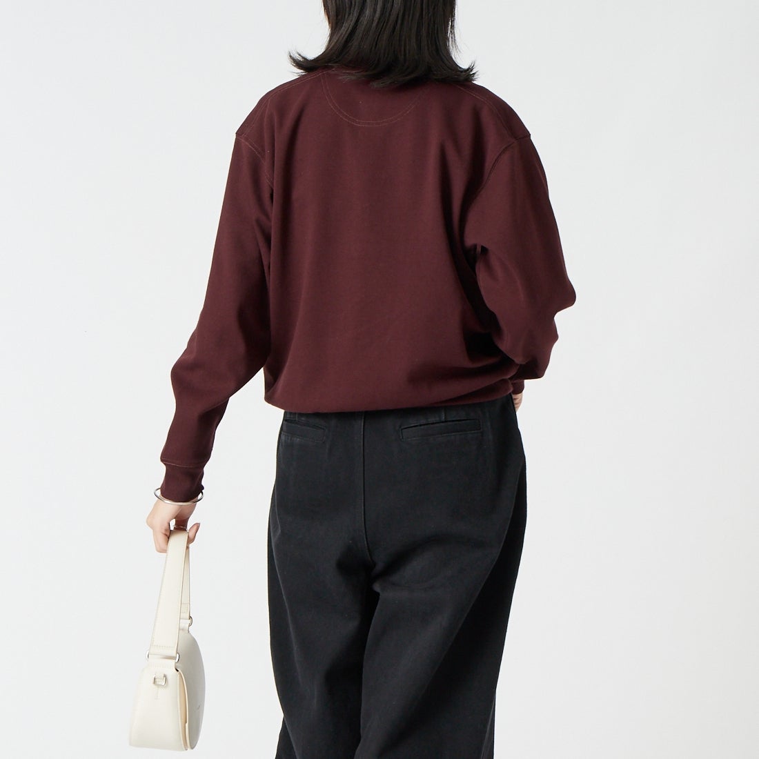 L.L.BEAN [エルエルビーン] PORTAGE ポロスウェット [6475-5142] 13 MAHOGAN &&モデル身長：162cm 着用サイズ：M&&