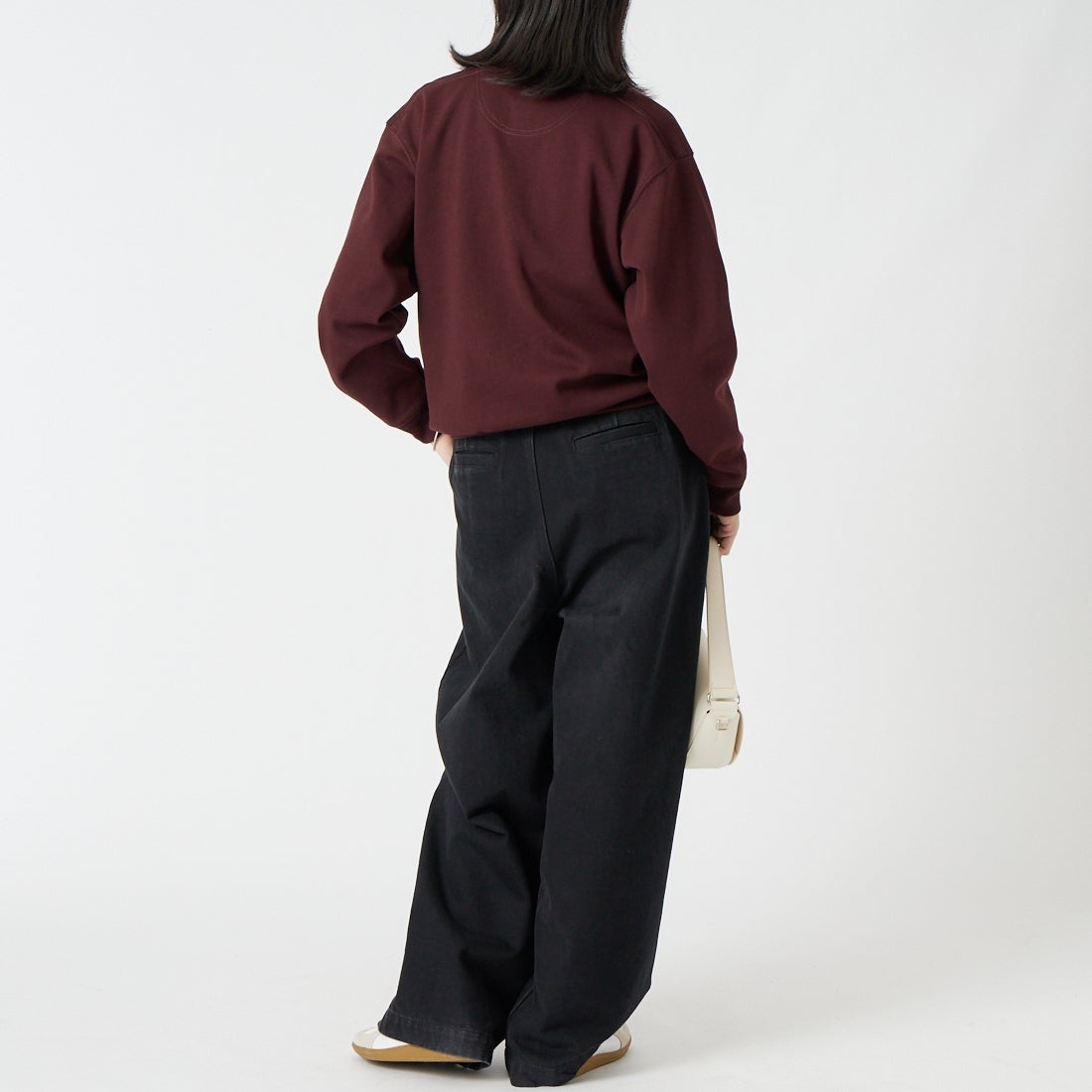 L.L.BEAN [エルエルビーン] PORTAGE ポロスウェット [6475-5142] 13 MAHOGAN &&モデル身長：162cm 着用サイズ：M&&