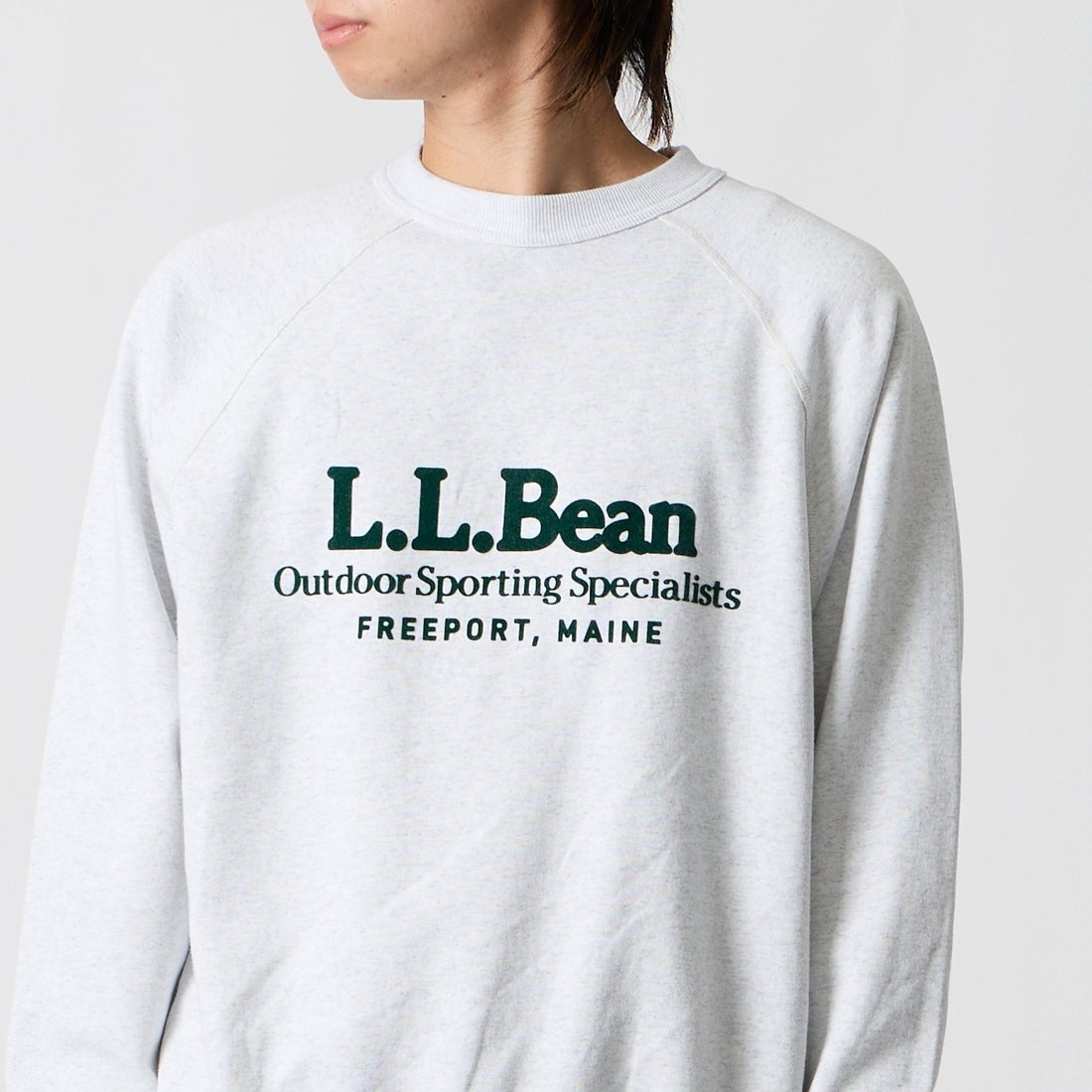 L.L.BEAN [エルエルビーン] PORTAGE クルーネックスウェット [6475-5039] 19 BIRCH &&モデル身長：177cm 着用サイズ：M&&