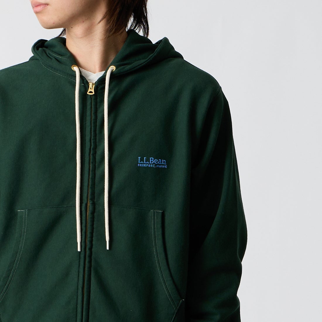 L.L.BEAN [エルエルビーン] PORTAGE フルジップフーデッドスウェット [6475-5040] 42 D.PINE &&モデル身長：177cm 着用サイズ：M&&