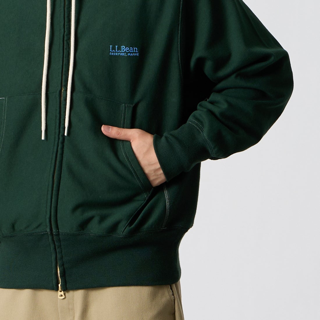L.L.BEAN [エルエルビーン] PORTAGE フルジップフーデッドスウェット [6475-5040] 42 D.PINE &&モデル身長：177cm 着用サイズ：M&&