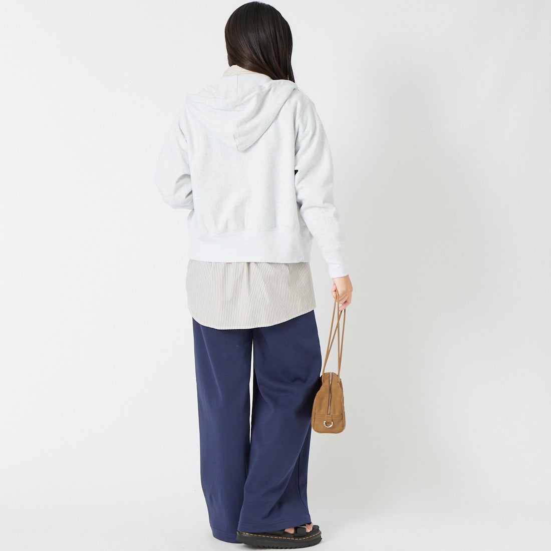 L.L.BEAN [エルエルビーン] PORTAGE フルジップフーデッドスウェット [6475-5140] 19 BIRCH &&モデル身長：162cm 着用サイズ：M&&