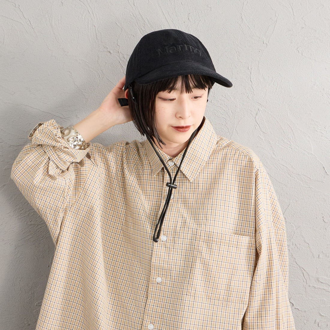 Marmot [マーモット] 別注 ブランドロゴ コーデュロイロングビルキャップ [MTFW26UHG360IN-JF] BLACK