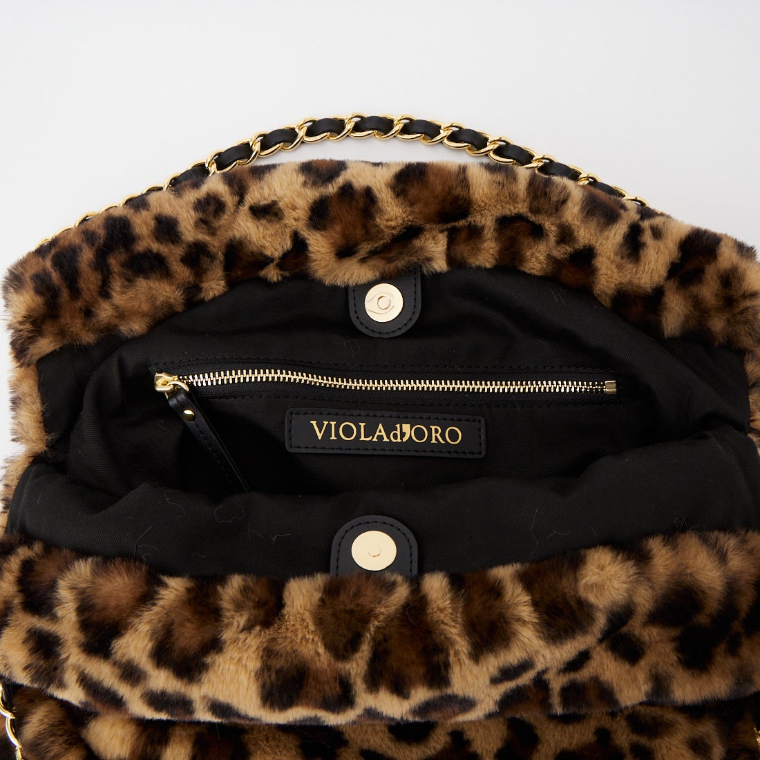 VIOLAd'ORO [ヴィオラドーロ] ELMO エコファーチェーンバッグ [V-9063] LEOPARD