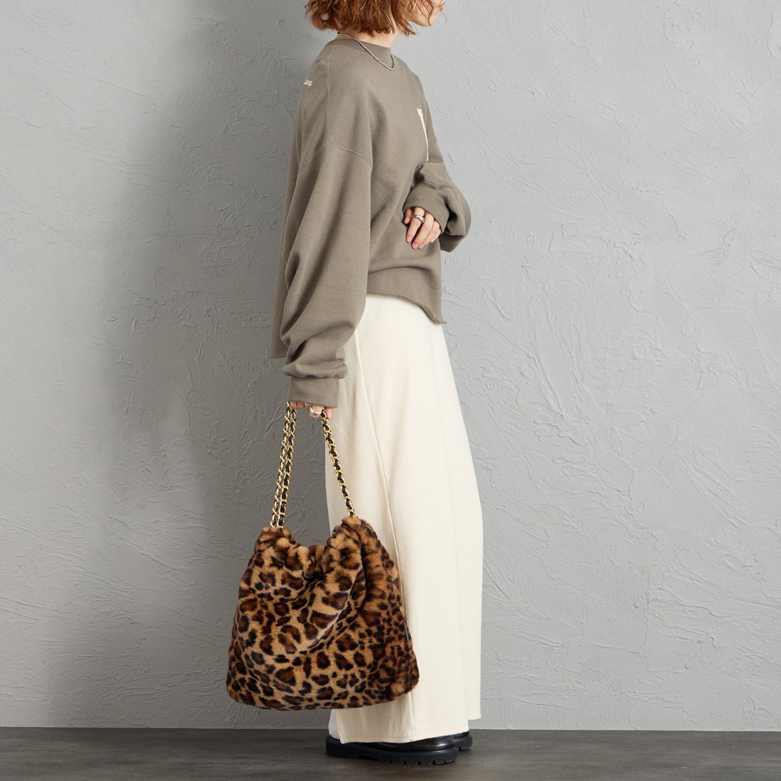 VIOLAd'ORO [ヴィオラドーロ] ELMO エコファーチェーンバッグ [V-9063] LEOPARD
