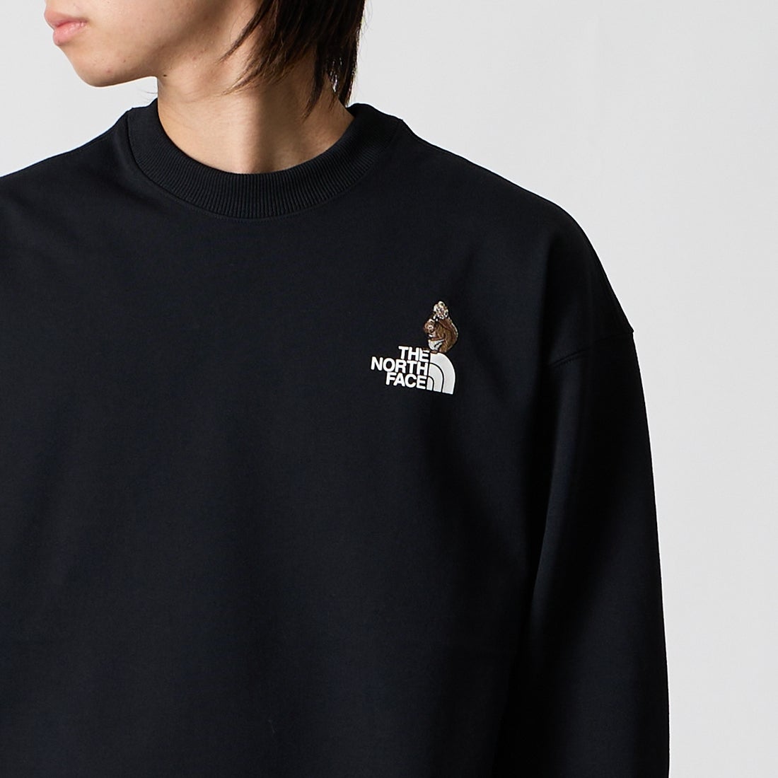 THE NORTH FACE [ザ ノースフェイス] ズーピッカークルー [NT62638] K &&モデル身長：177cm 着用サイズ：M&&