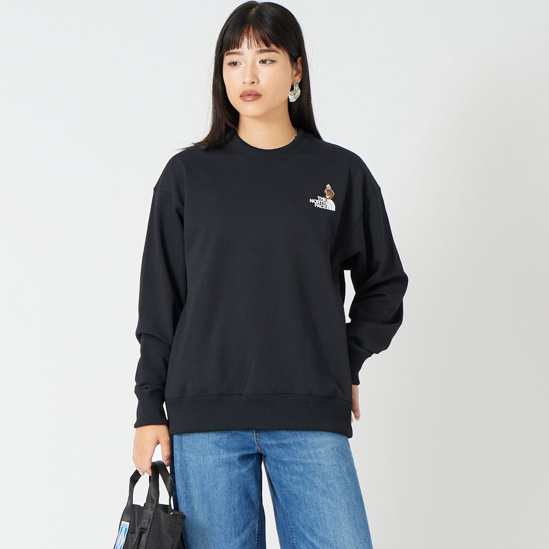 THE NORTH FACE [ザ ノースフェイス] ズーピッカークルー [NT62638] K &&モデル身長：162cm 着用サイズ：S&&