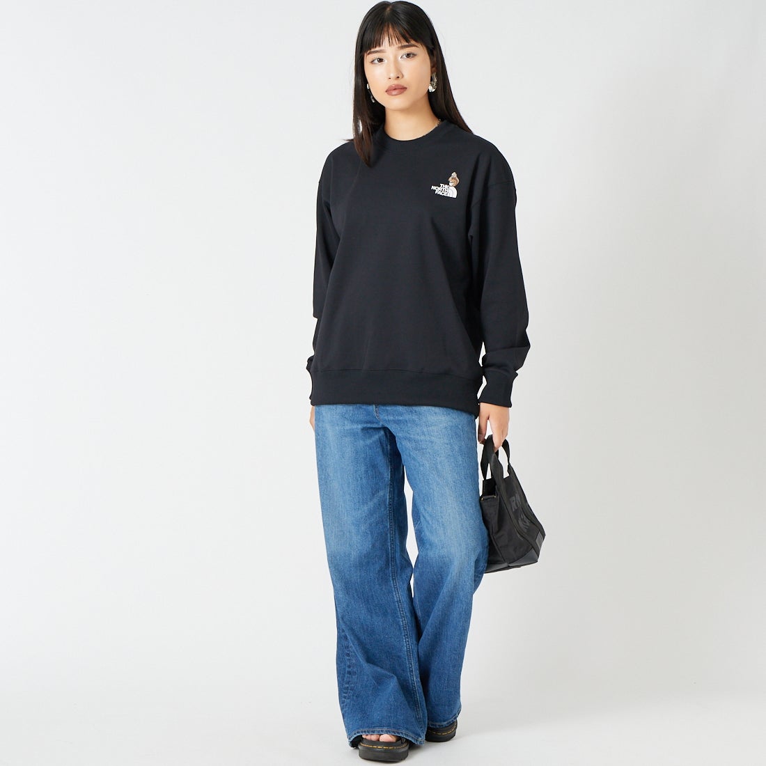 THE NORTH FACE [ザ ノースフェイス] ズーピッカークルー [NT62638] K &&モデル身長：162cm 着用サイズ：S&&