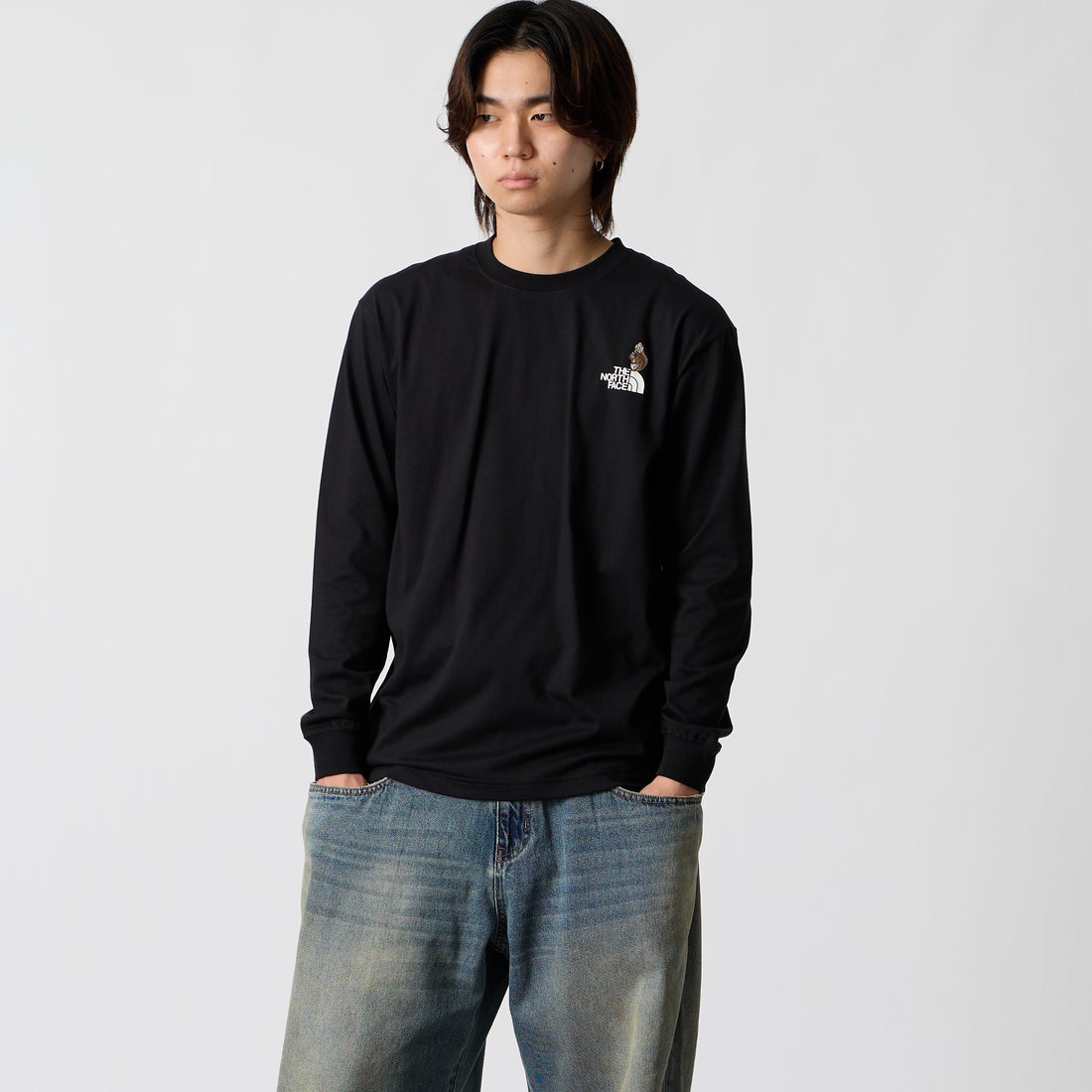 THE NORTH FACE [ザ ノースフェイス] ロングスリーブフラッシュドライズーピッカーティー [NT82645] K &&モデル身長：177cm 着用サイズ：M&&