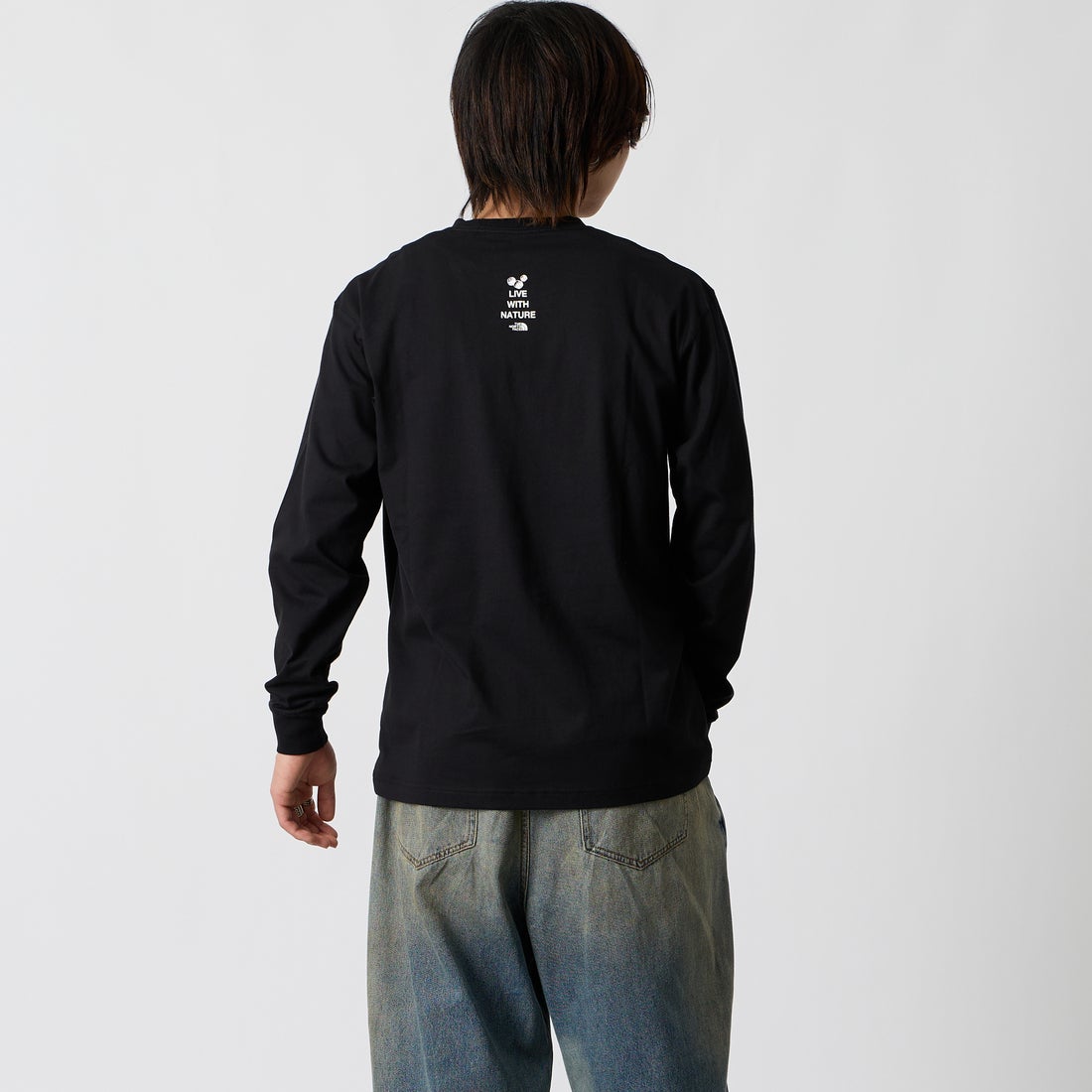 THE NORTH FACE [ザ ノースフェイス] ロングスリーブフラッシュドライズーピッカーティー [NT82645] K &&モデル身長：177cm 着用サイズ：M&&
