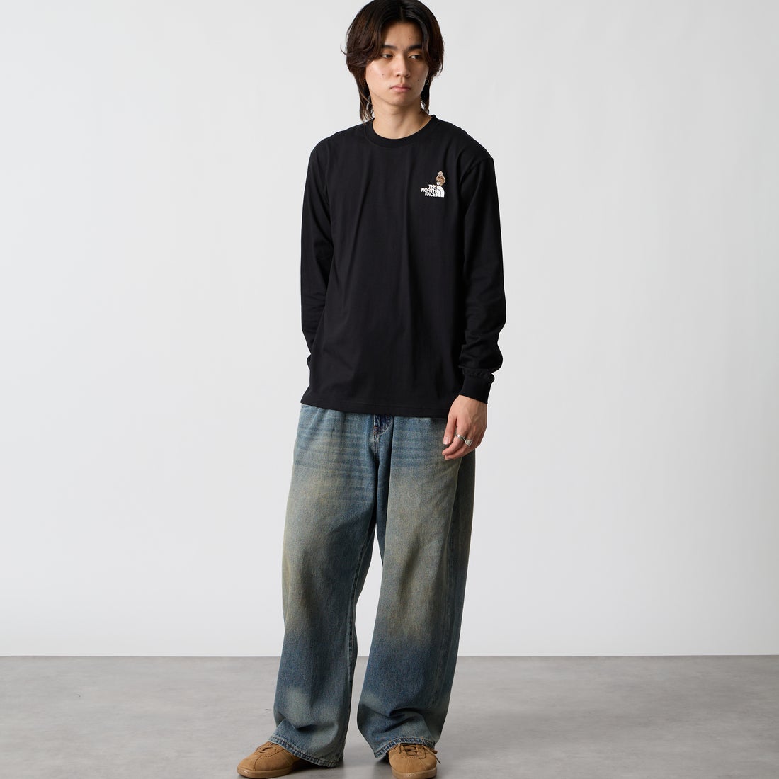 THE NORTH FACE [ザ ノースフェイス] ロングスリーブフラッシュドライズーピッカーティー [NT82645] K &&モデル身長：177cm 着用サイズ：M&&