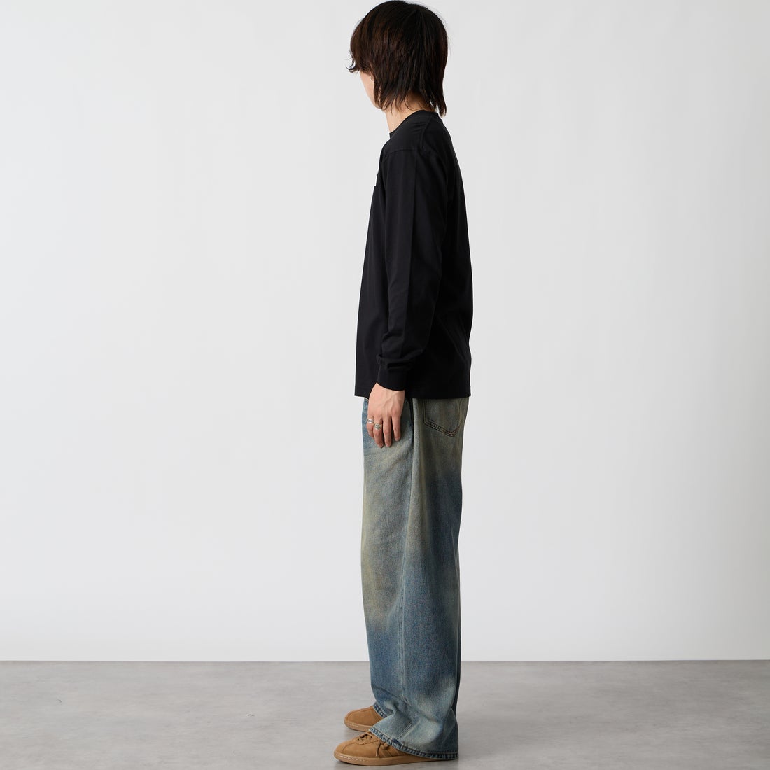 THE NORTH FACE [ザ ノースフェイス] ロングスリーブフラッシュドライズーピッカーティー [NT82645] K &&モデル身長：177cm 着用サイズ：M&&