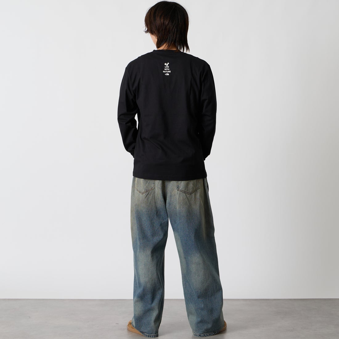 THE NORTH FACE [ザ ノースフェイス] ロングスリーブフラッシュドライズーピッカーティー [NT82645] K &&モデル身長：177cm 着用サイズ：M&&