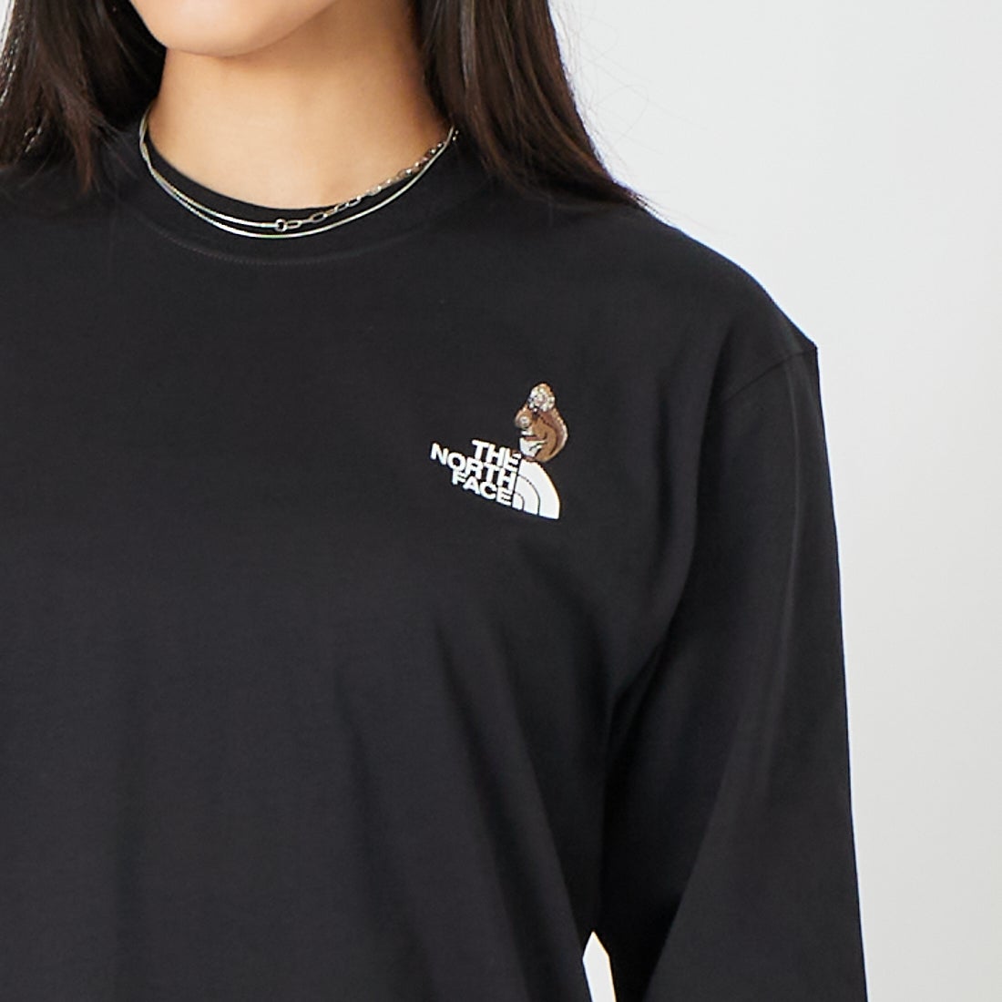 THE NORTH FACE [ザ ノースフェイス] ロングスリーブフラッシュドライズーピッカーティー [NT82645] K &&モデル身長：162cm 着用サイズ：S&&