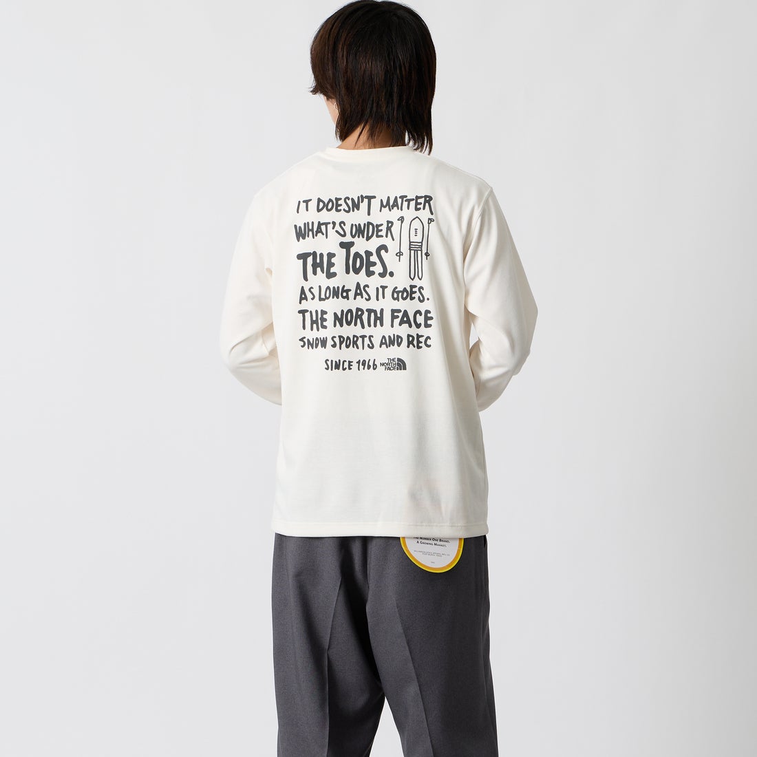 THE NORTH FACE [ザ ノースフェイス] ロングスリーブスノーレッククルー [NT82690] OW &&モデル身長：177cm 着用サイズ：M&&