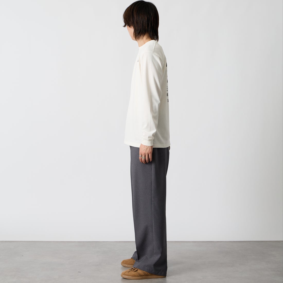 THE NORTH FACE [ザ ノースフェイス] ロングスリーブスノーレッククルー [NT82690] OW &&モデル身長：177cm 着用サイズ：M&&H FACE [ザ ノースフェイス] ロングスリーブスノーレッククルー [NT82690] K
