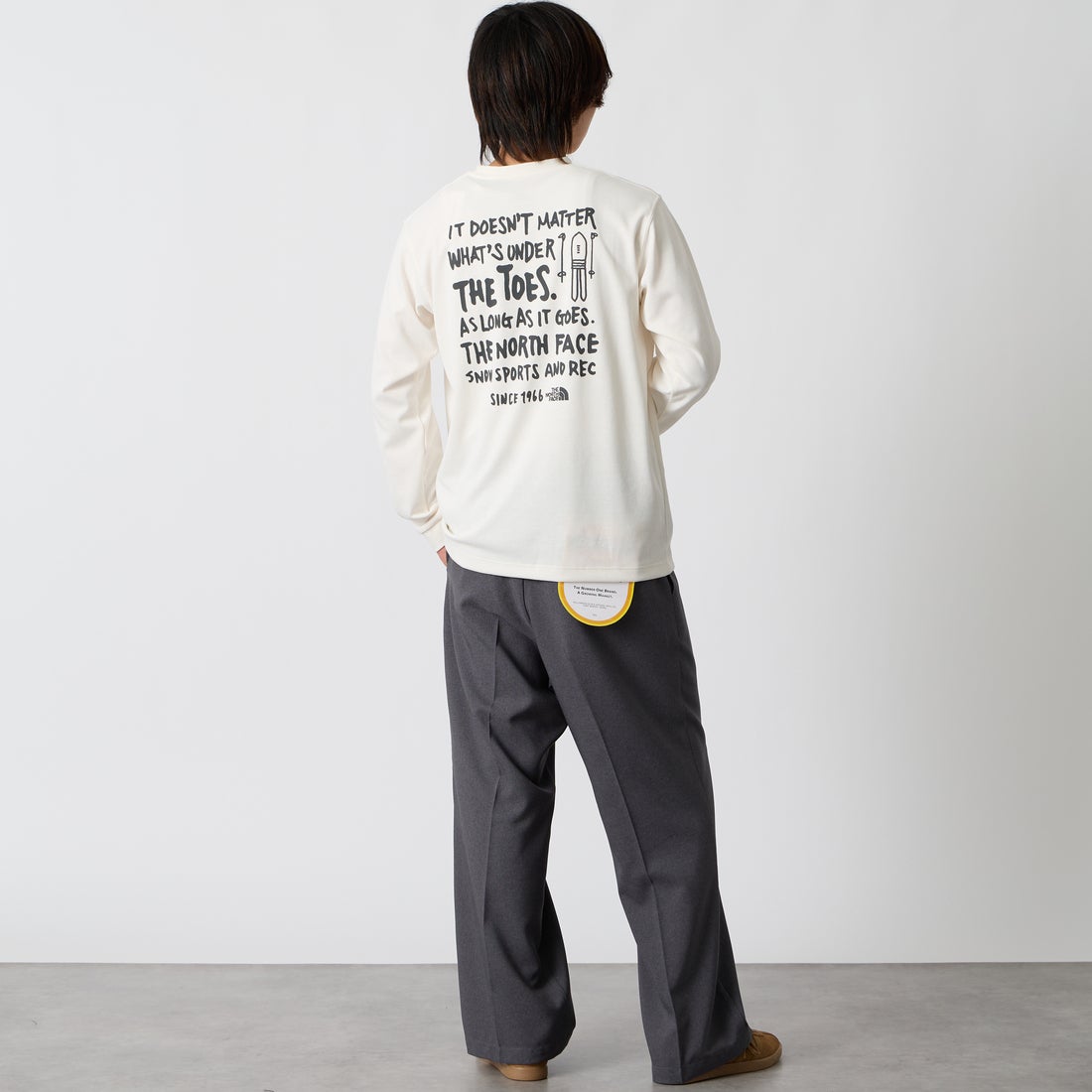 THE NORTH FACE [ザ ノースフェイス] ロングスリーブスノーレッククルー [NT82690] OW &&モデル身長：177cm 着用サイズ：M&&