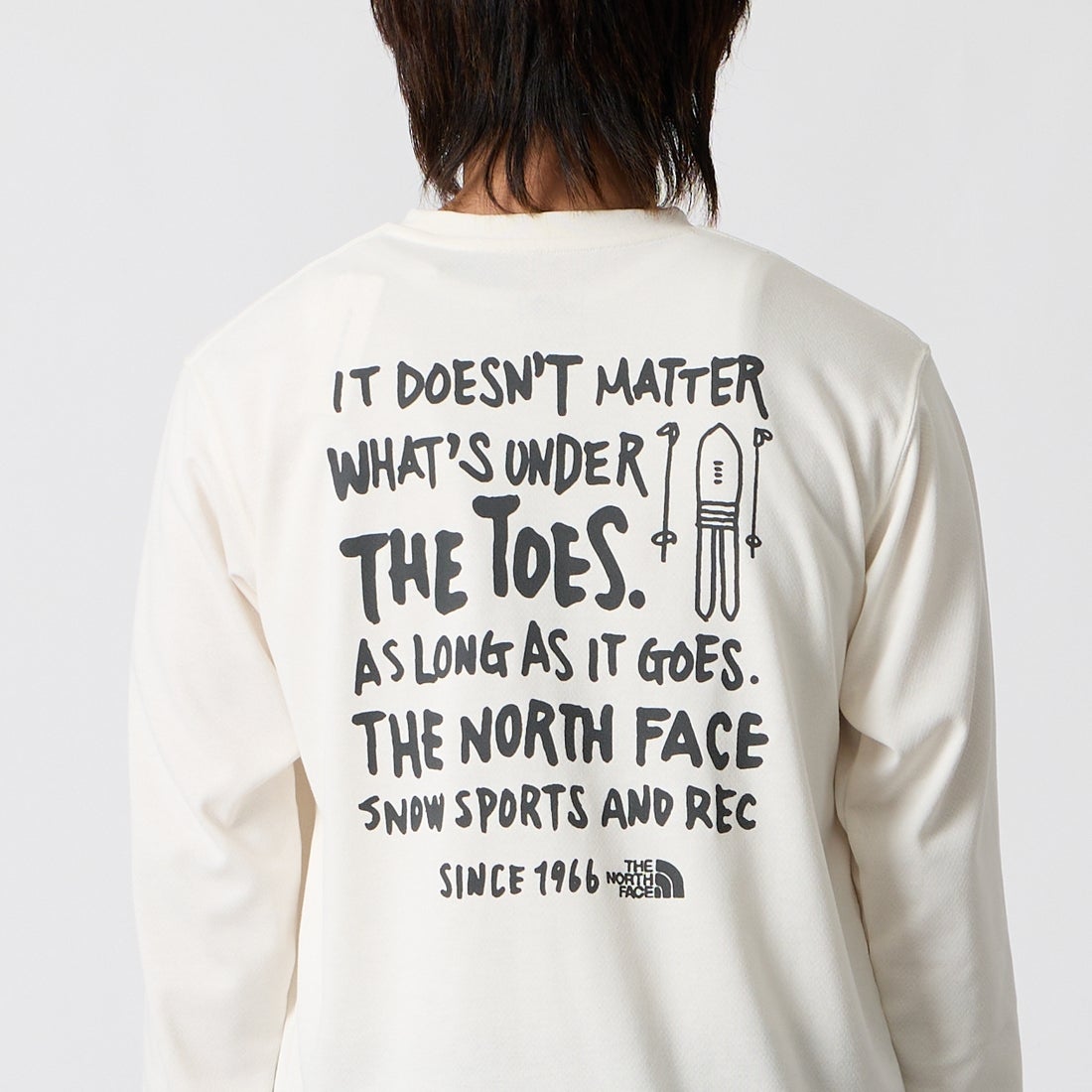 THE NORTH FACE [ザ ノースフェイス] ロングスリーブスノーレッククルー [NT82690] OW &&モデル身長：177cm 着用サイズ：M&&