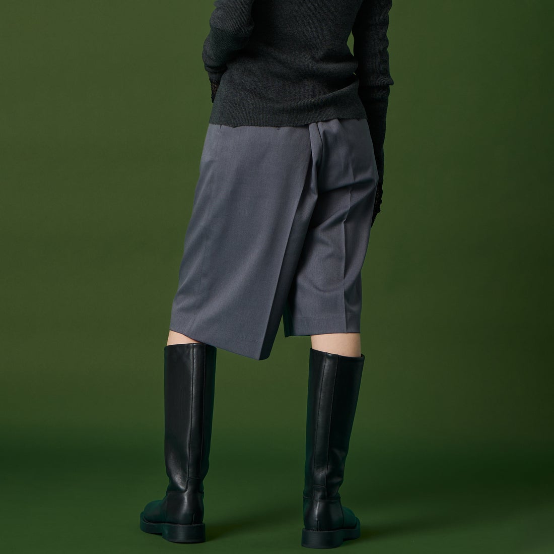 USINE [ユジーヌ] イージーケアバミューダパンツ [21269054] ﾁｬｺｰﾙ &&モデル身長：162cm 着用サイズ：36&&