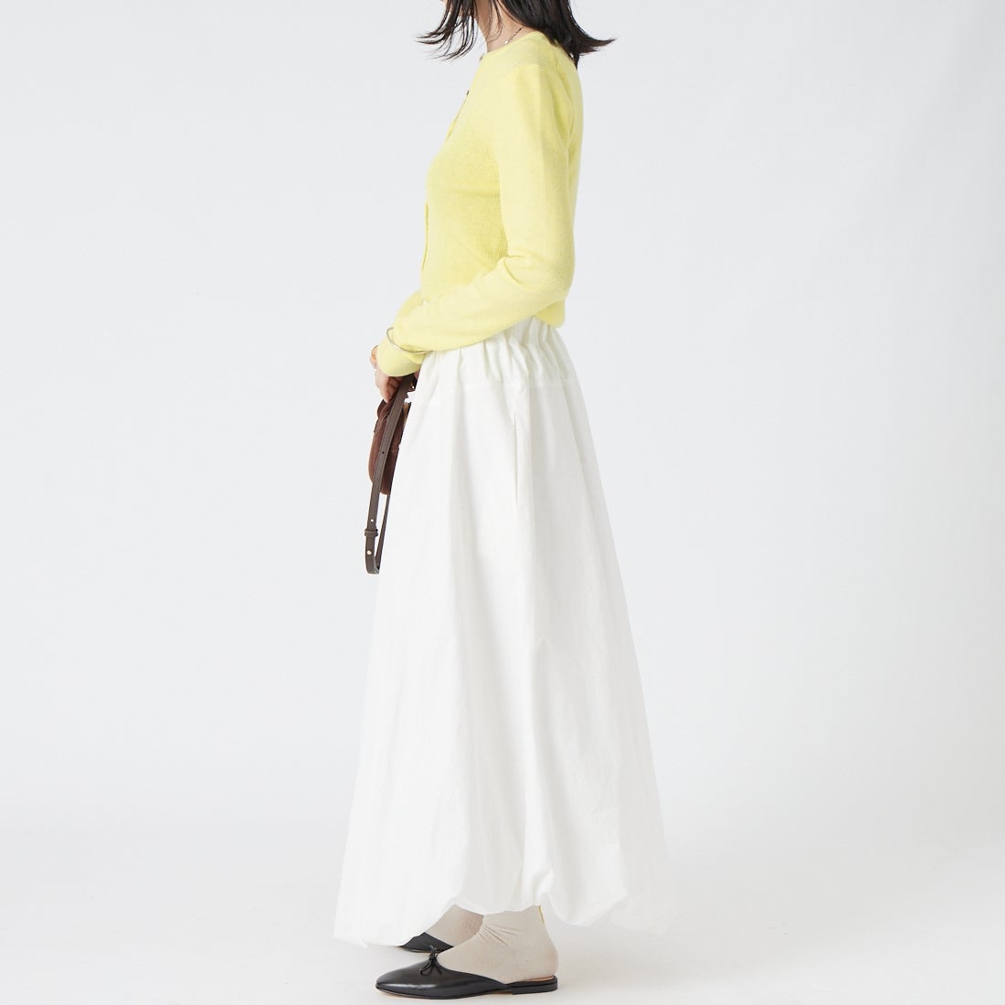 USINE [ユジーヌ] リブニットカーディガン [11269842] ｲｴﾛｰ &&モデル身長：162cm 着用サイズ：F&&