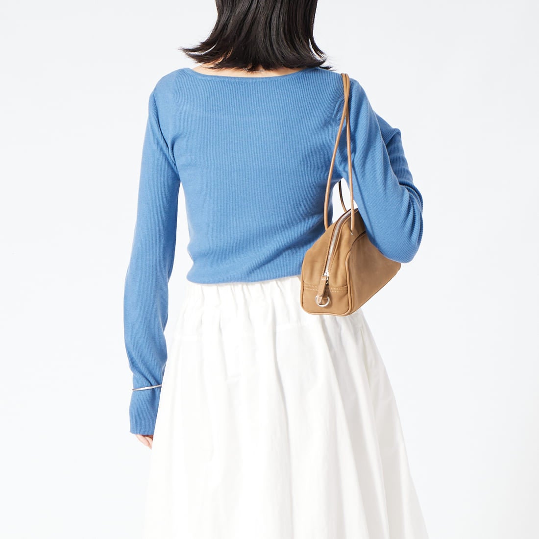 USINE [ユジーヌ] スクエアネックリブニット [11269845] ｻｯｸｽ &&モデル身長：162cm 着用サイズ：F&&
