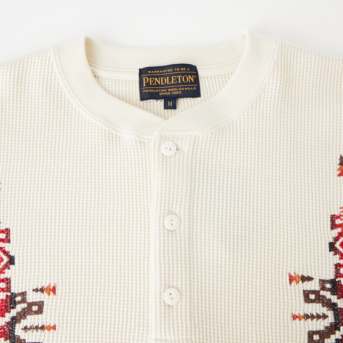 PENDLETON [ペンドルトン] 刺繍コットンサーマル ヘンリーネックTシャツ [6475-5017] 28 IVORY