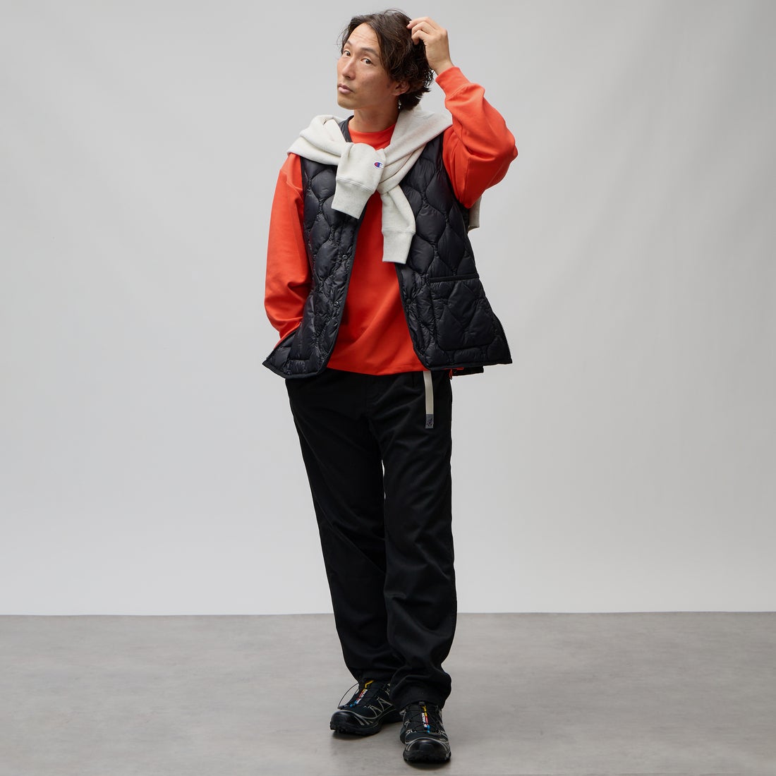 GRAMiCCi [グラミチ] 別注 T/C エブリデイパンツ [GMP6-F1025-JF] BLACK &&モデル身長：176cm 着用サイズ：L&&