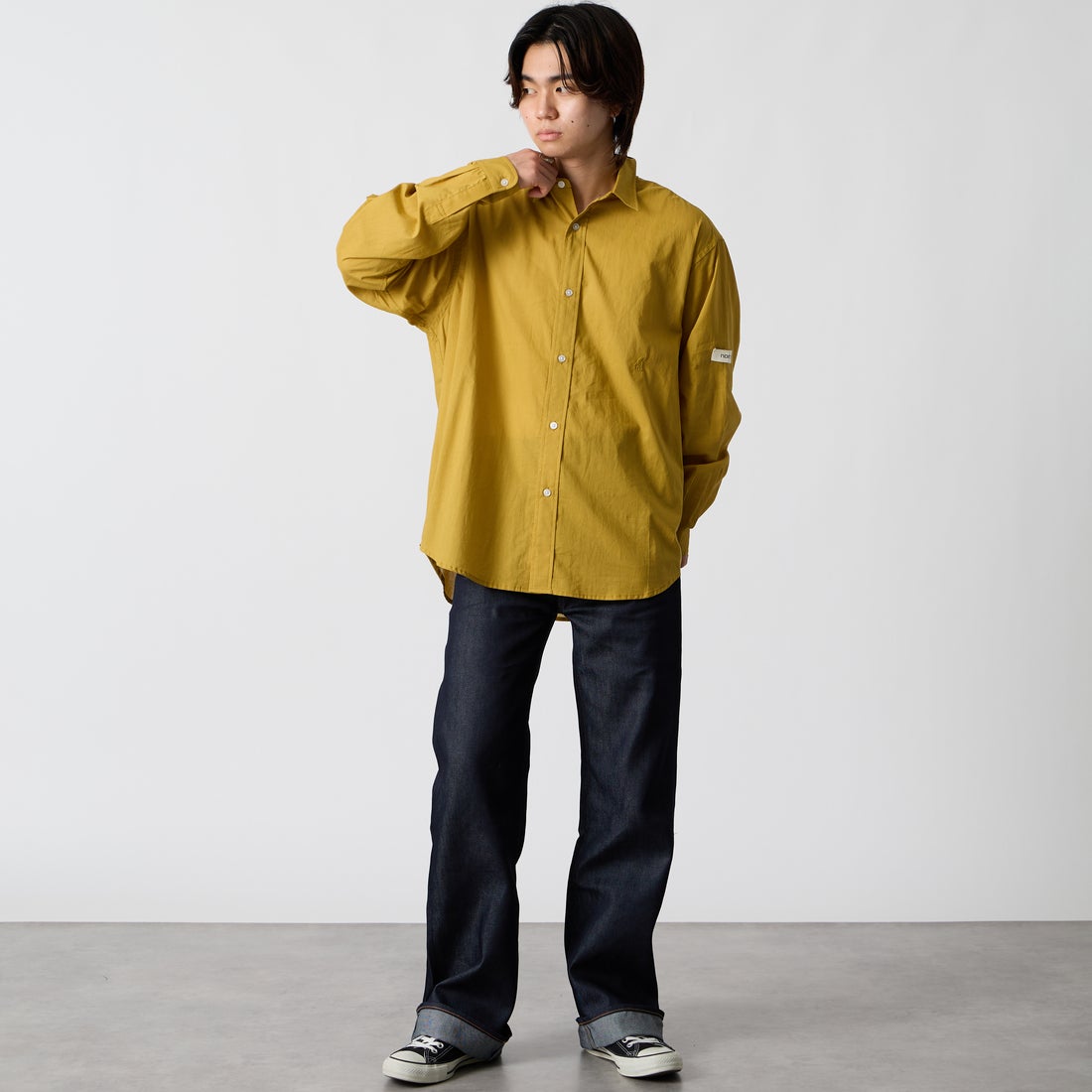 Japan Blue Jeans. [ジャパンブルージーンズ] 9ozライトフレアジーンズ [JMJE0502] RIG &&モデル身長：177cm 着用サイズ：28&&