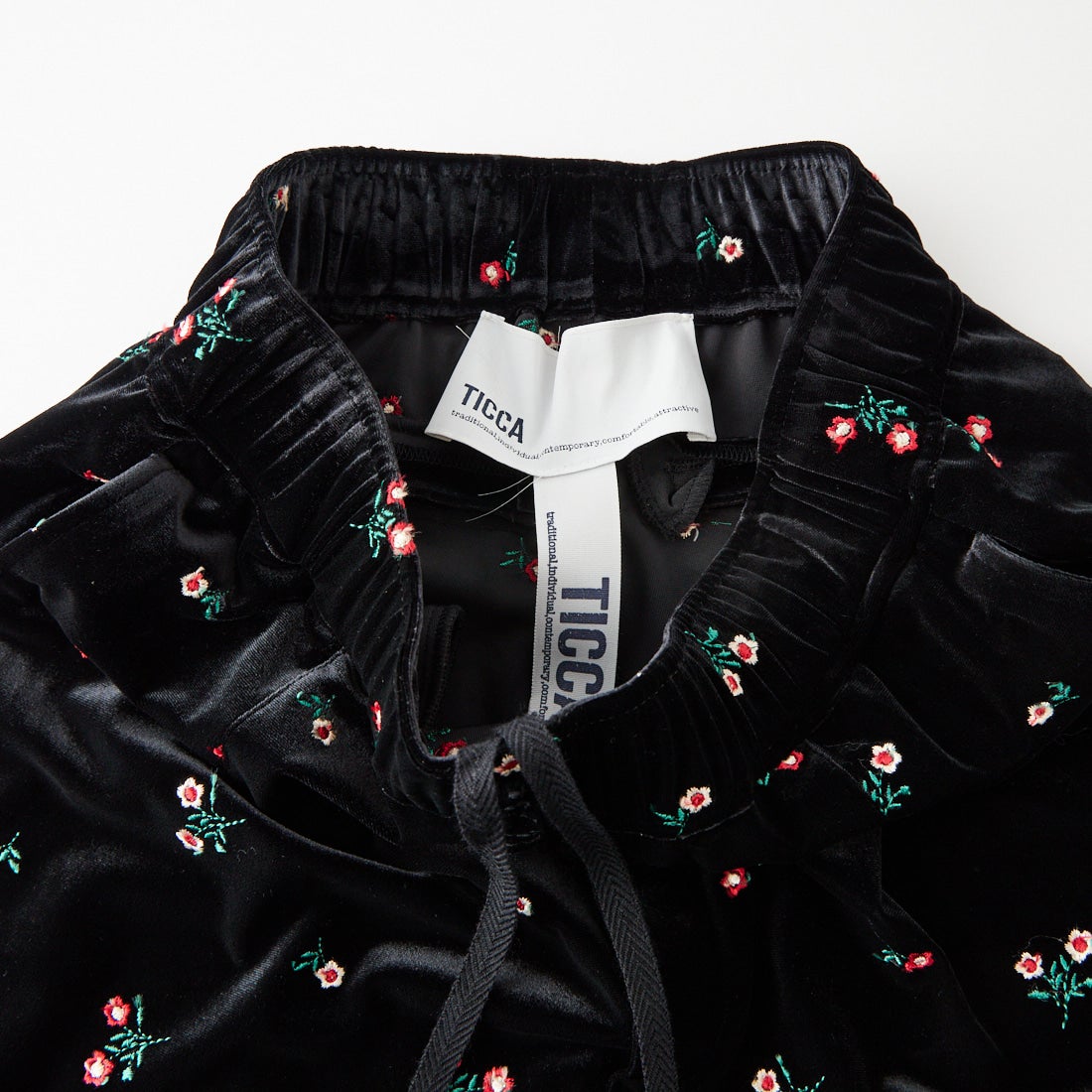 TICCA [ティッカ] ベロアフラワーエンブロイダリーパンツ [TBFA-172] BLK FLOWER