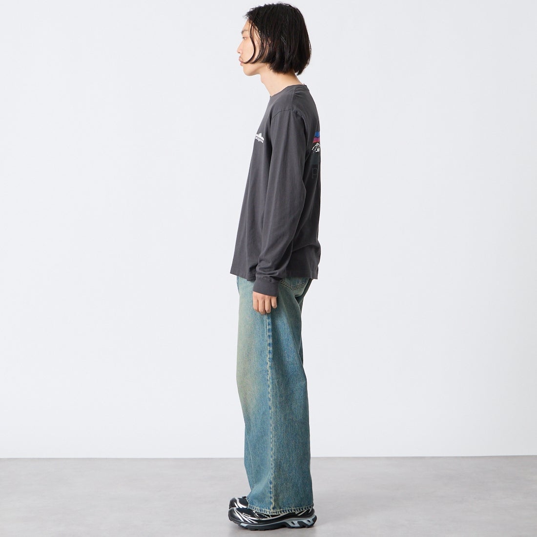 patagonia [パタゴニア] メンズ ロングスリーブ フィッツロイ フットヒルズTシャツ [37893] INBK &&モデル身長：175cm 着用サイズ：S&&