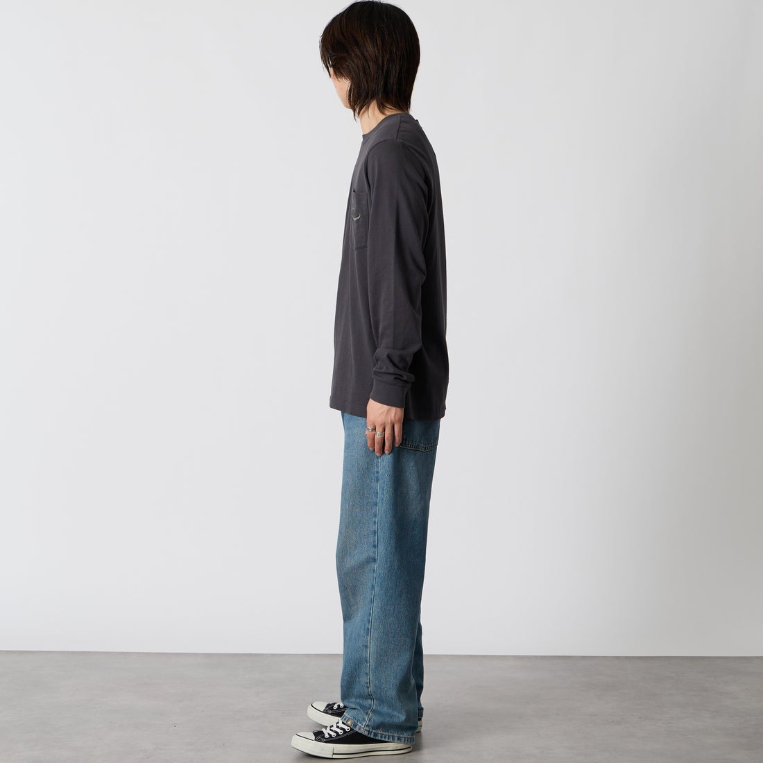 patagonia [パタゴニア] メンズ ロングスリーブ ミッドウェイト 95オーバルロゴポケットTシャツ [37898] CVGR &&モデル身長：177cm 着用サイズ：M&&