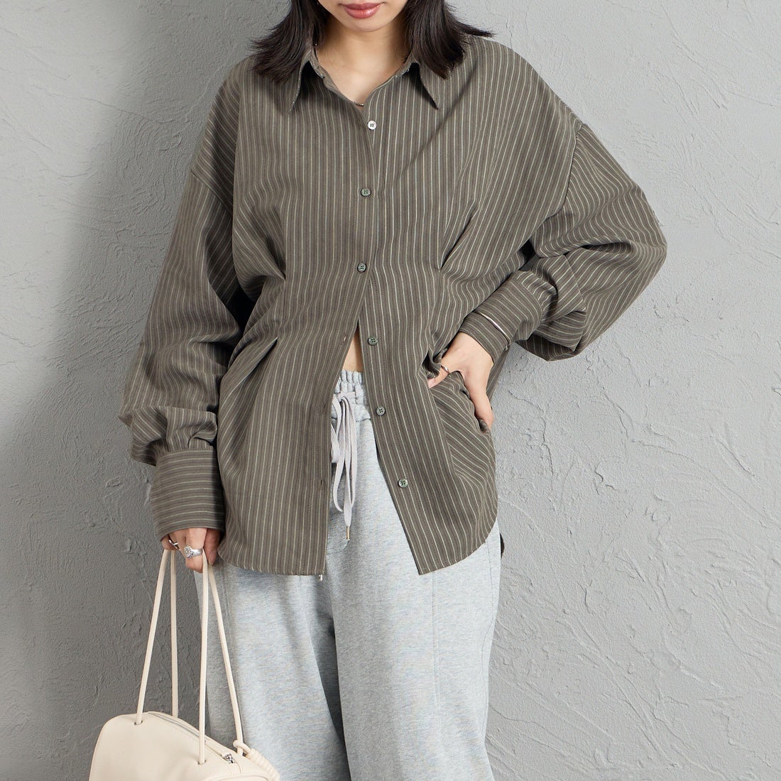 08 CHARCOA&&モデル身長：162cm 着用サイズ：F&&