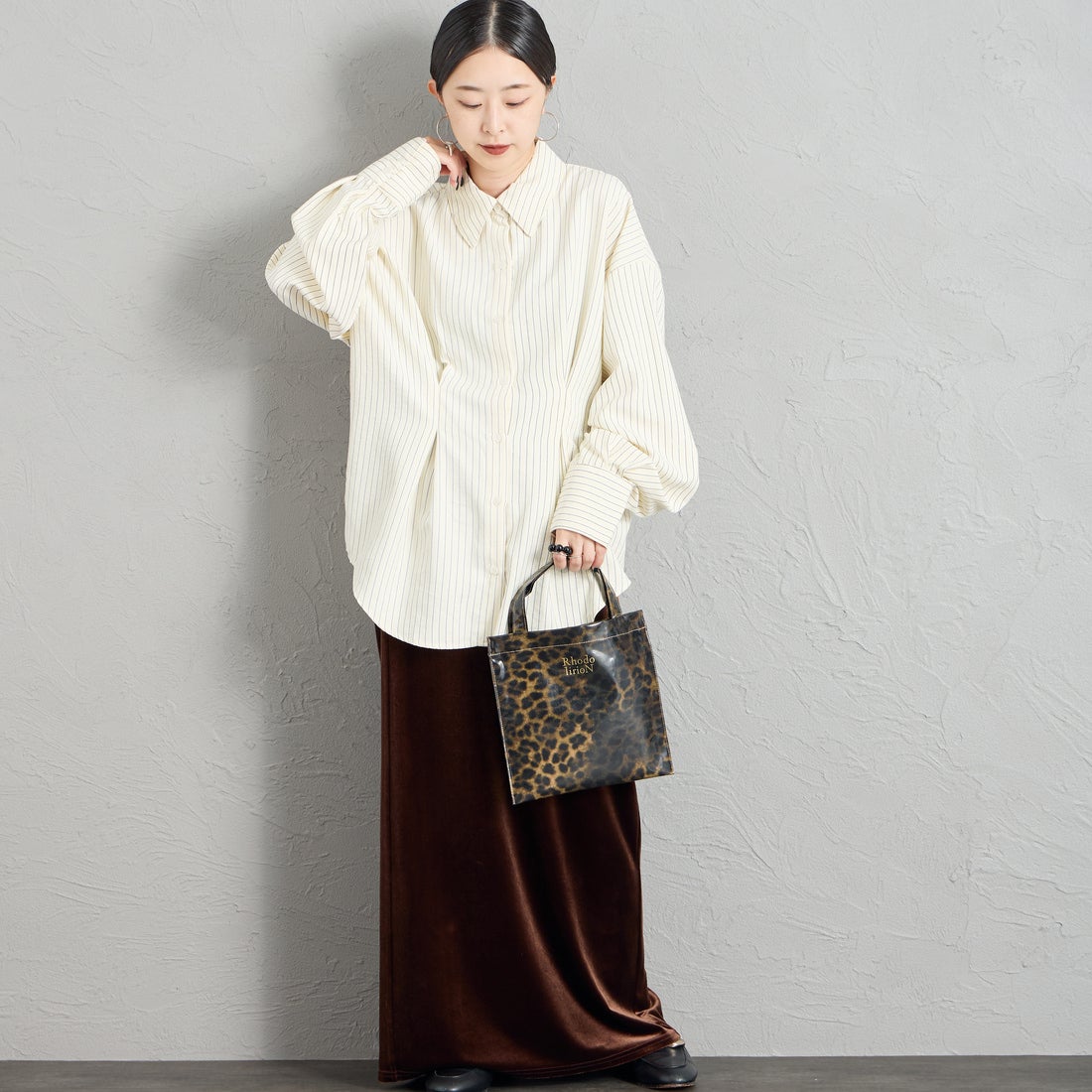 nenom [ネノム] ストライプ柄 ウエストタックシャツ [NE26332007] 02 OFF &&モデル身長：150cm 着用サイズ：F&&
