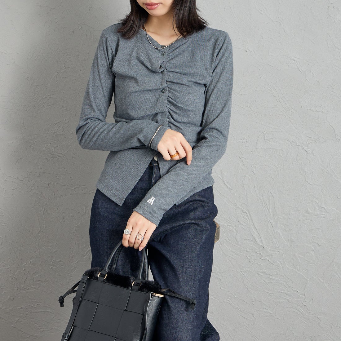 08 CHARCOA&&モデル身長：162cm 着用サイズ：F&&
